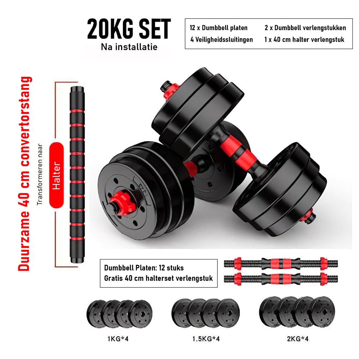 Luxari – 3 in 1 Halterset Pro 20 KG