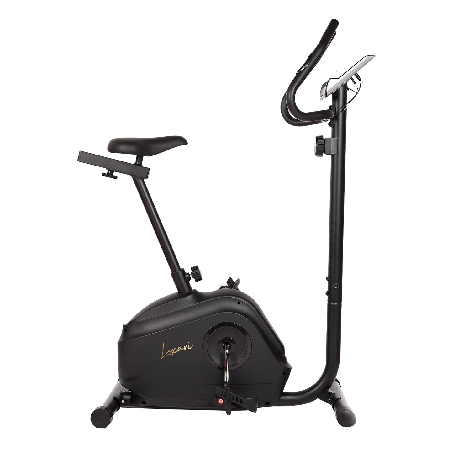 Luxari Hometrainer - 6 kg vliegwiel - Verstelbaar zadel - Hartslagsensor - Inclusief I-pad/tablet houder - Super stille modus - Zwart - Hometrainer voor thuis - Trainingsfiets - Fitness fiets
