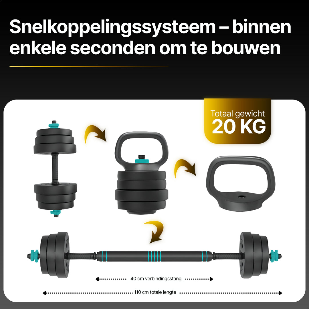 Luxari Dumbells 20 KG - Dumbell / Kettlebell Set