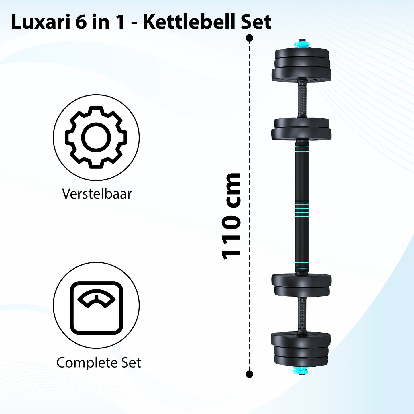 Luxari - 6 in 1 Kettlebell Set 20 KG