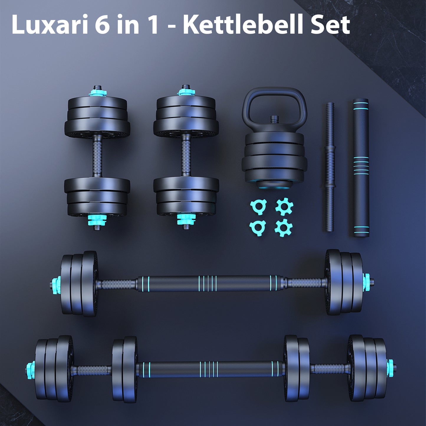 Luxari - 6 in 1 Kettlebell Set 20 KG