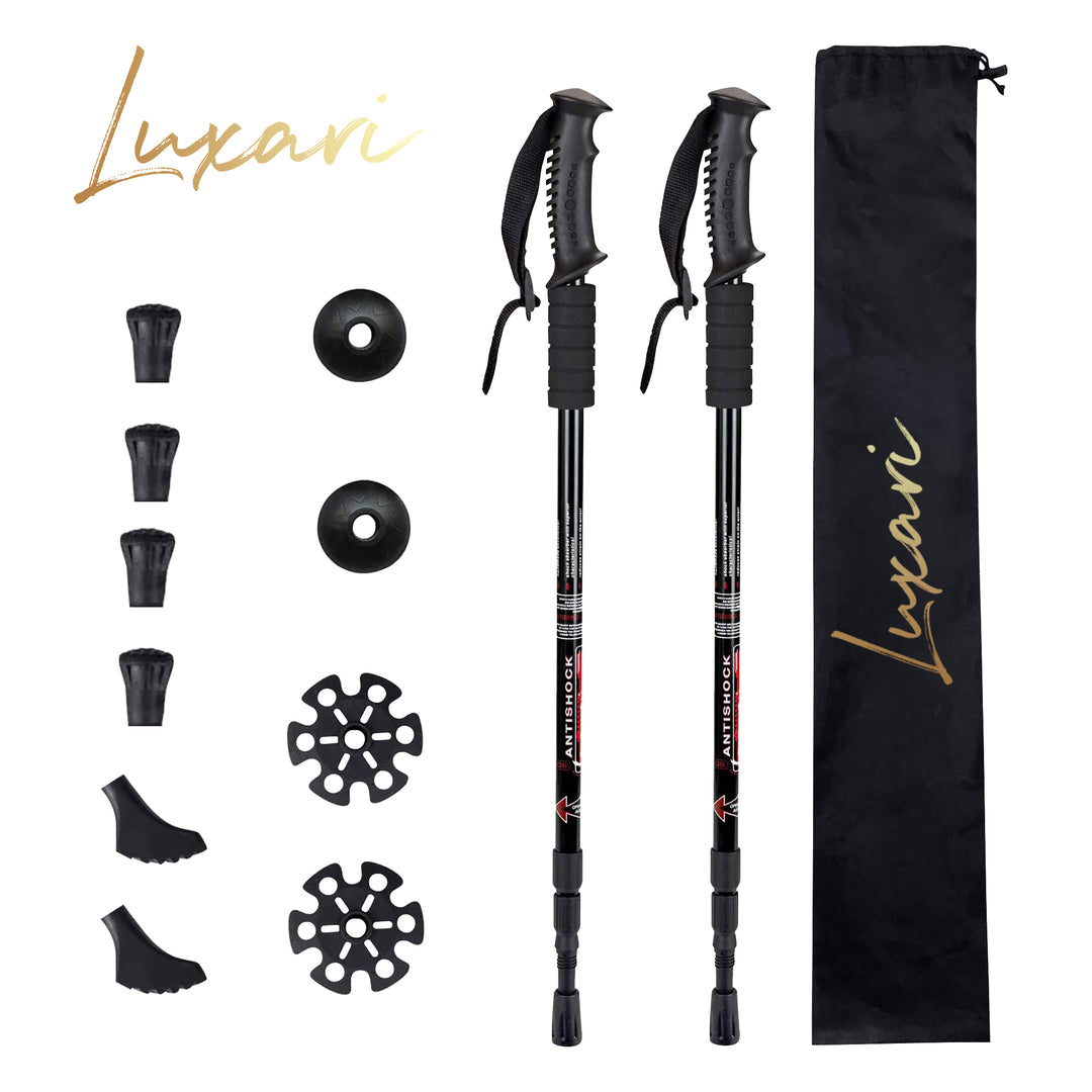 hiking stokken Luxari Nordic Walking Stokken - Telescopisch Verstelbare Hoogte 65-140 cm Groot Bereik - Nordic Walking Stokken Opvouwbaar - Nordic Walking Stokken Opvouwbaar - Trekkingstokken - Wandelstokken - Inschuifbaar